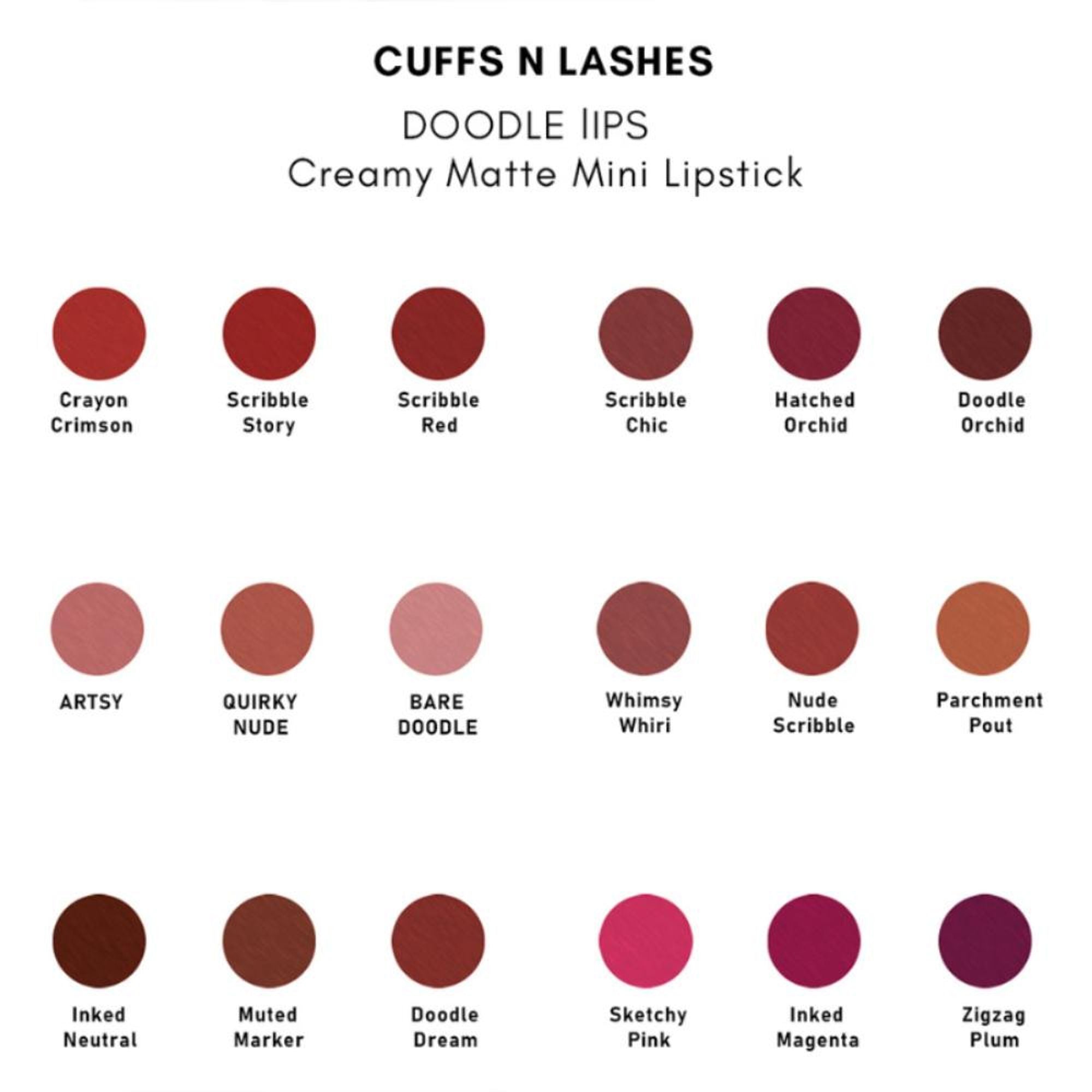 CUFFS N LASHES Doodle Lipstick Set - Set 04 | Grocsy