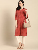 All About You Women Red Cotton Ethnic Motifs Printed Pathani Kurta | Grocsy
