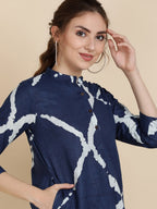 Sangria Women Navy Blue Pure Cotton Kurta with Salwar | Grocsy