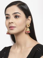 Shining Diva Gold-Polished Pink Dome Shaped Jhumkas | Grocsy