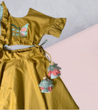 ArthLife Mustard Butterfly Lehenga Choli | Grocsy