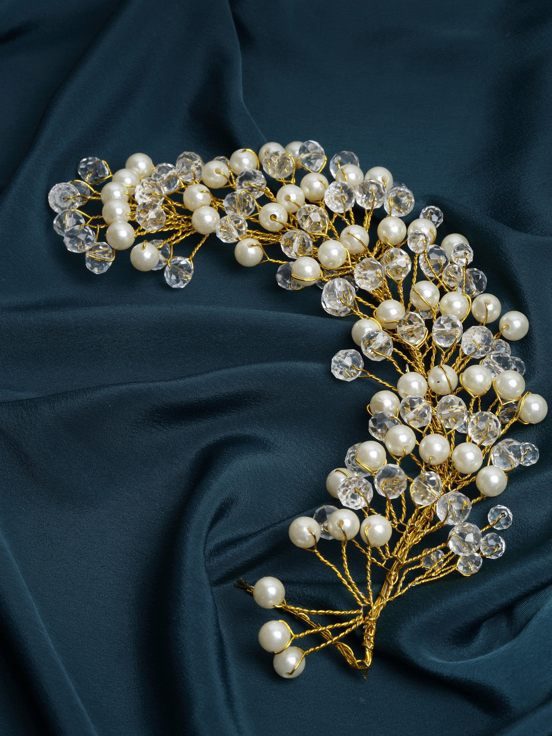 Panash Women Gold-Toned & off White Embellished Hair Accessory | Grocsy