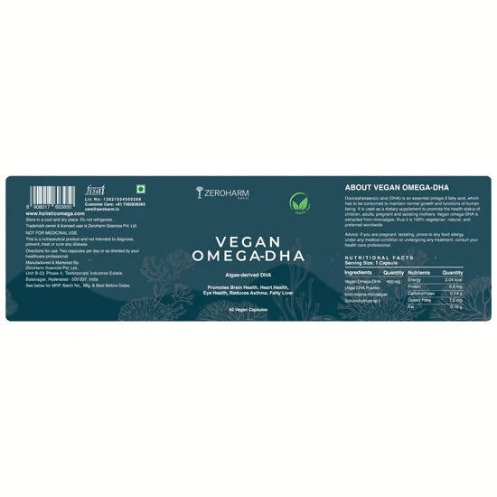 Zeroharm Vegan Omega 3 DHA Capsules | Grocsy