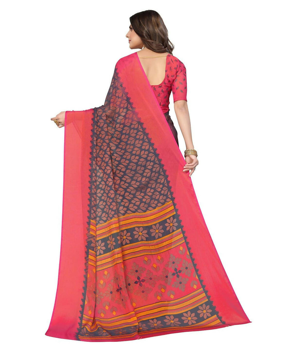 Vamika Grey Chiffon Brasso Bollywood Style Woven Saree (ALIZA GREY) | Grocsy