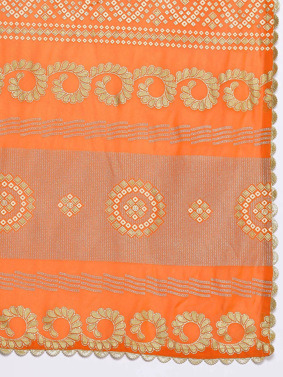 Ahalyaa Women's Traditional wear Lehenga Choli - Orange | Grocsy