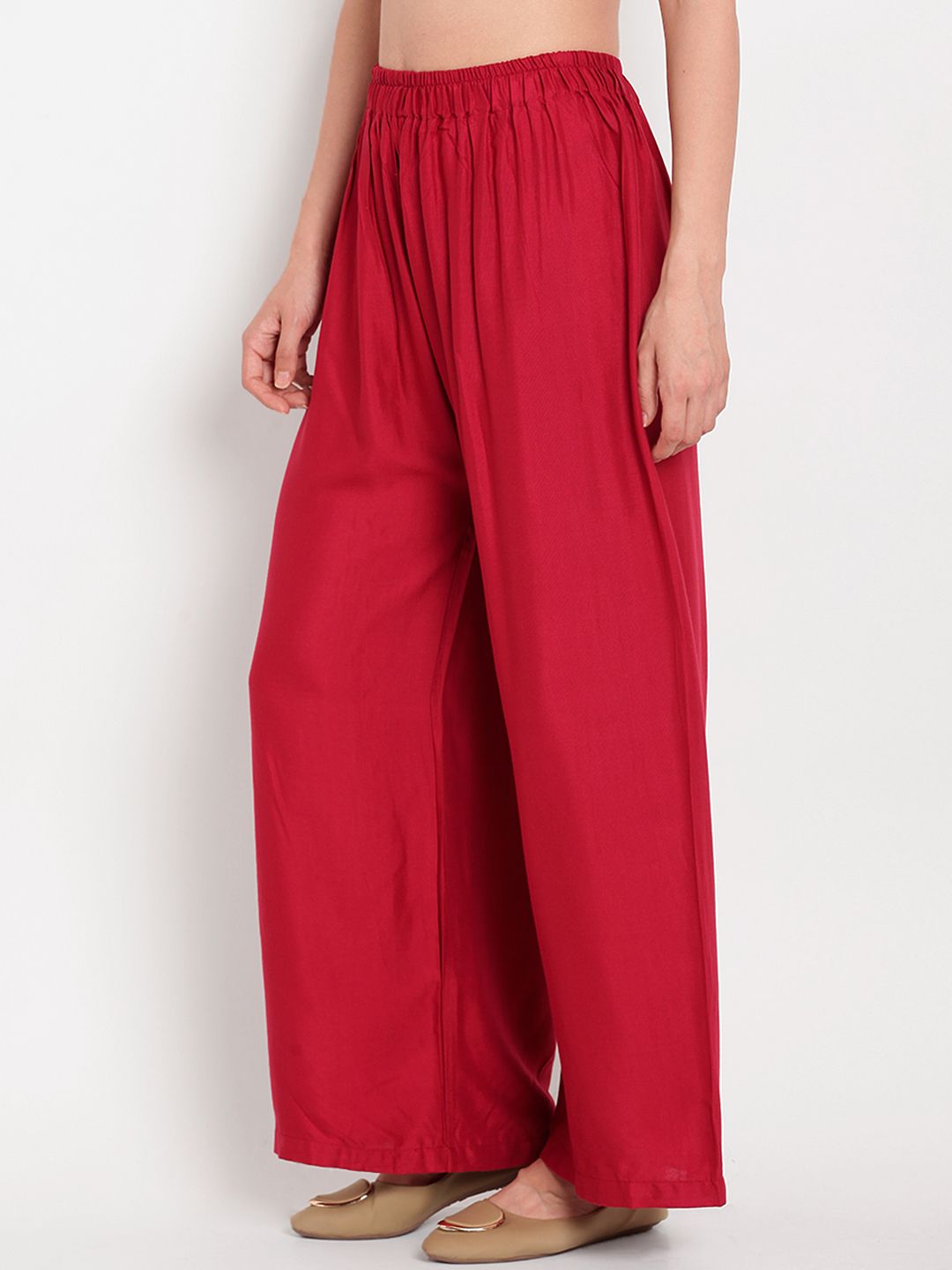 TAG 7 Women Maroon Solid Flared Palazzos | Grocsy