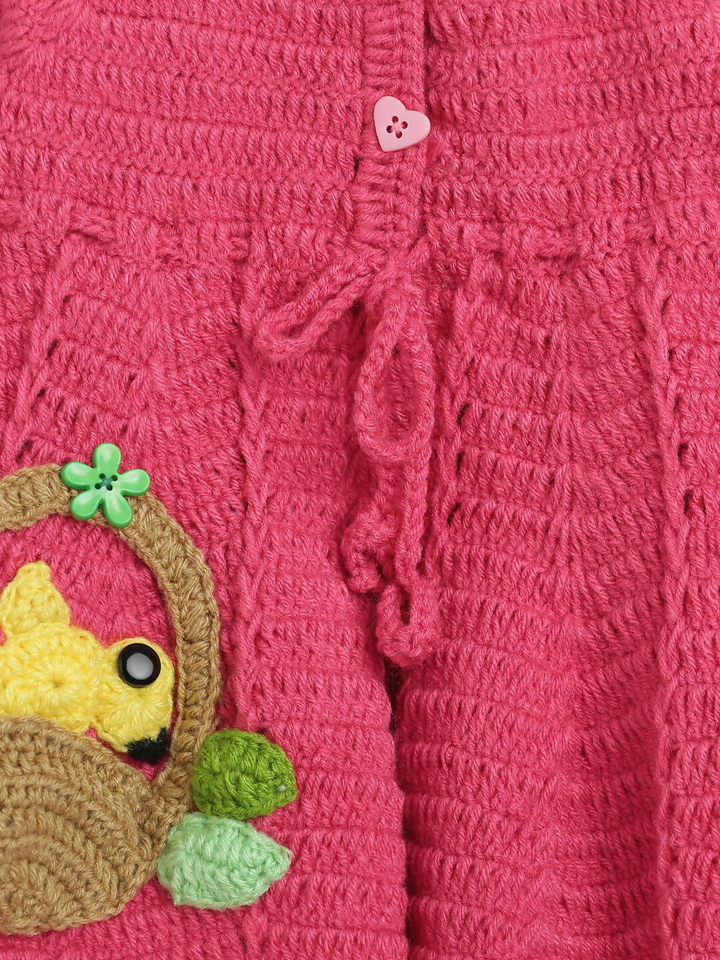 ChutPut Hand knitted Crochet Floral Basket Wool Dress For Baby Girls - Pink | Grocsy