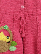 ChutPut Hand knitted Crochet Floral Basket Wool Dress For Baby Girls - Pink | Grocsy