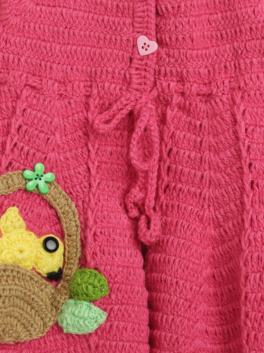 ChutPut Hand knitted Crochet Floral Basket Wool Dress For Baby Girls - Pink | Grocsy