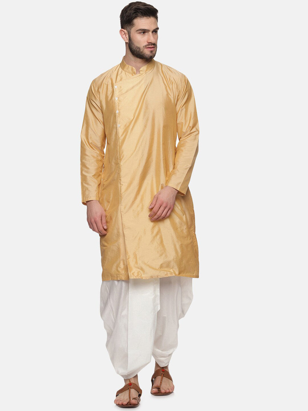 Sethukrishna Men Beige Kurta with Dhoti Pants | Grocsy