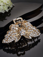 Panash Women Gold-Toned & White Embellished Claw Clip | Grocsy