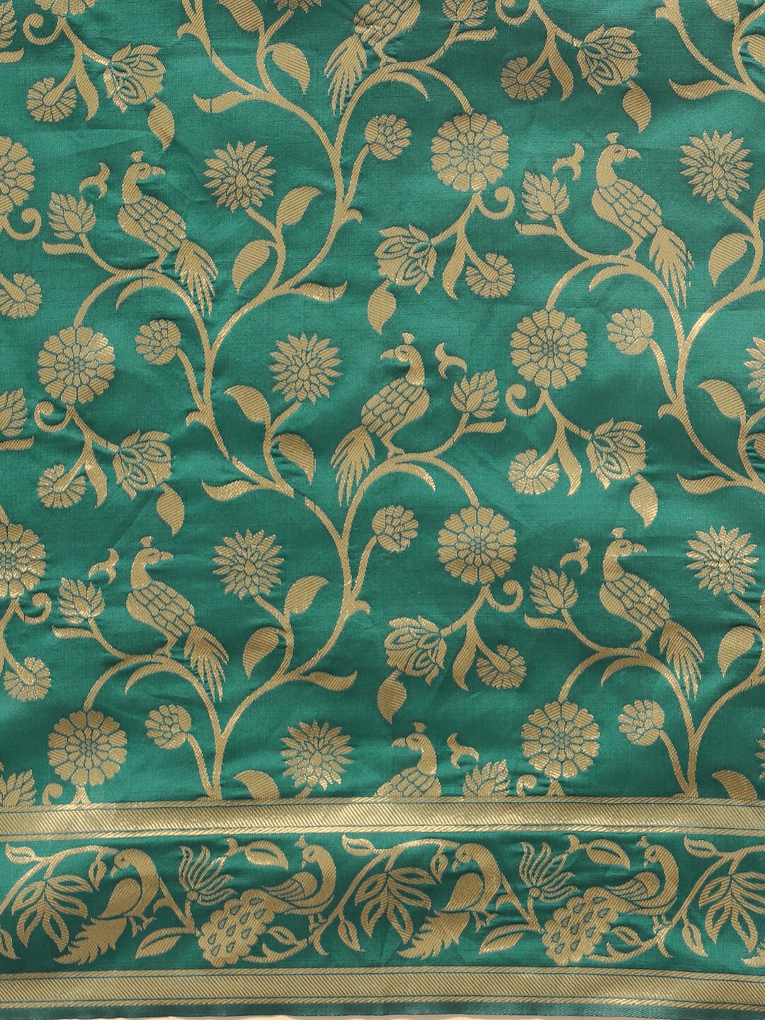Saree Mall Teal Green & Golden Woven Design Banarasi Saree | Grocsy