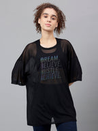 MKH Dri-FIT Typography Printed Drop Shoulder Sleeves Relaxed Fit Sports T-shirt | Grocsy
