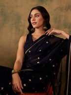 Sangria Floral Sequin Embroidered Organza Sarees | Grocsy