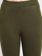 TAG 7 WOMEN Olive Green & Pink Pack of 2 Leggings | Grocsy