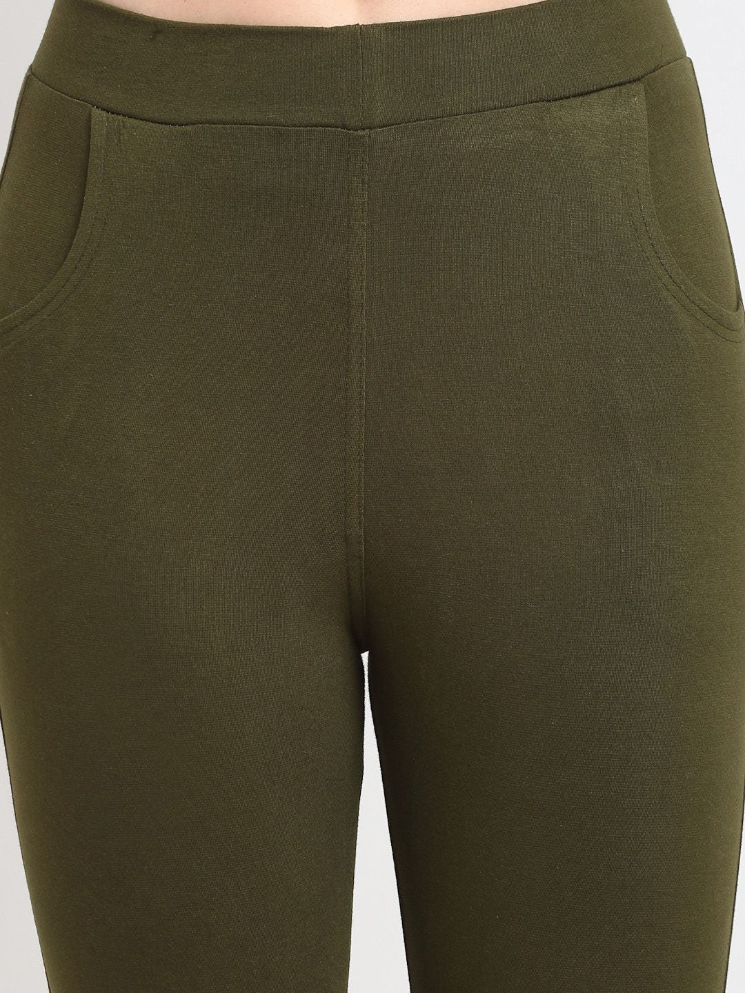 TAG 7 WOMEN Olive Green & Pink Pack of 2 Leggings | Grocsy
