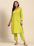 Sangria Women Floral Printed Regular Pure Cotton Kurta with Trousers | Grocsy