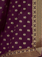 Saree Mall Purple & Gold-Toned Ethnic Motifs Printed Zari Sarees | Grocsy