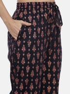 Souchii Navy Blue & Pink Printed Kurta with Palazzos | Grocsy