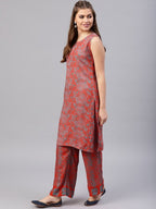 Aks Women Paisley Printed Straight Kurta With Palazzos | Grocsy