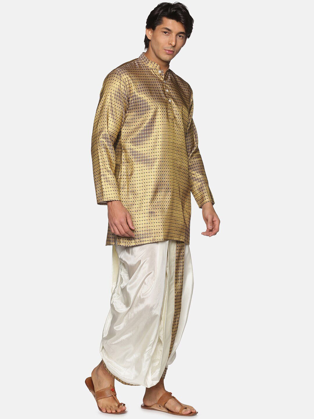 Sethukrishna Men Blue Kurta with Dhoti Pants | Grocsy