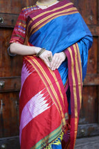Very Much Indian Handloom Cotton Viscose Ilkal Saree - Royal Blue | Grocsy