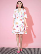 Myshka Women's Multi Floral Printed Empire Dress | Grocsy