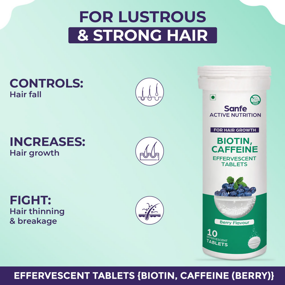 Sanfe Active Nutrition Biotin Caffeine Effervescent Tablets For Hair Growth | Grocsy
