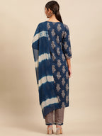 Sangria Women Ethnic Motifs Printed Gotta Patti Pure Cotton Kurta with Trousers | Grocsy