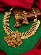 Aadita Gold-Toned Stone-Studded Temple Jewelry Set | Grocsy