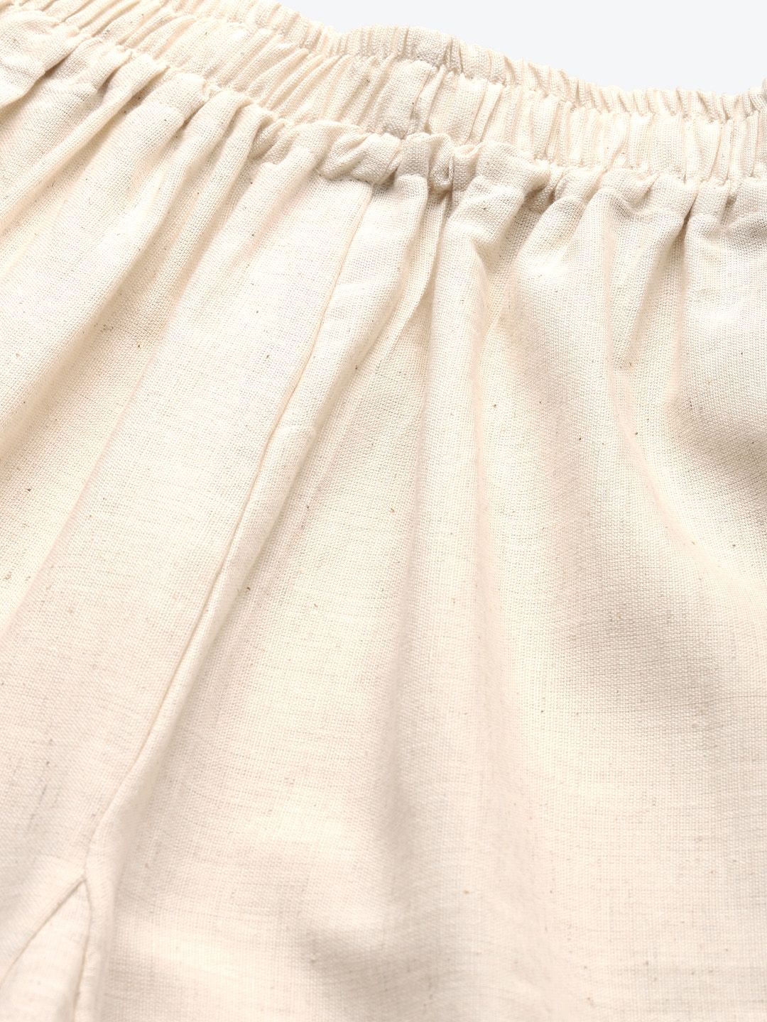 TAG 7 Women Off-White Solid Hem Design Straight Palazzos | Grocsy
