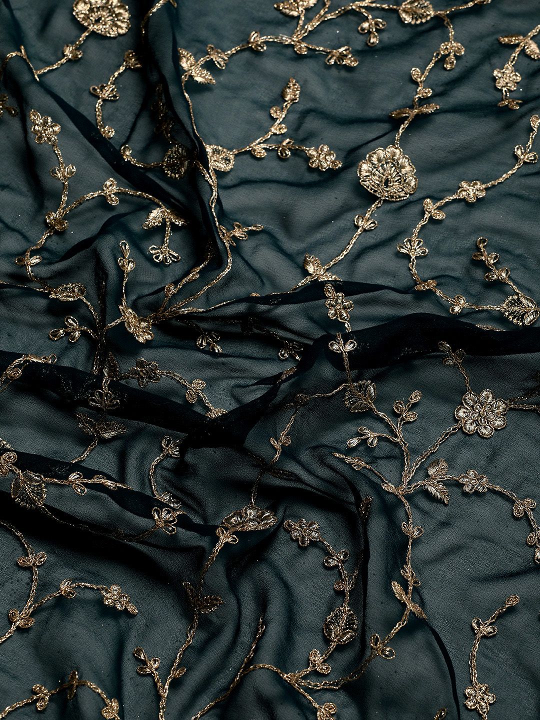 kasee Floral Zari Pure Georgette Saree | Grocsy