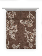 DDecor Brown & White Ethnic Motifs Cotton 140 TC King Bedsheet With 2 Pillow Covers | Grocsy
