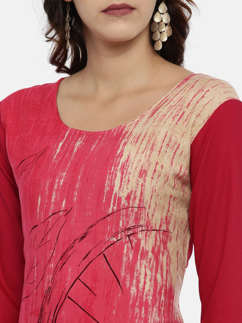 Souchii Pink Printed Straight Kurta | Grocsy