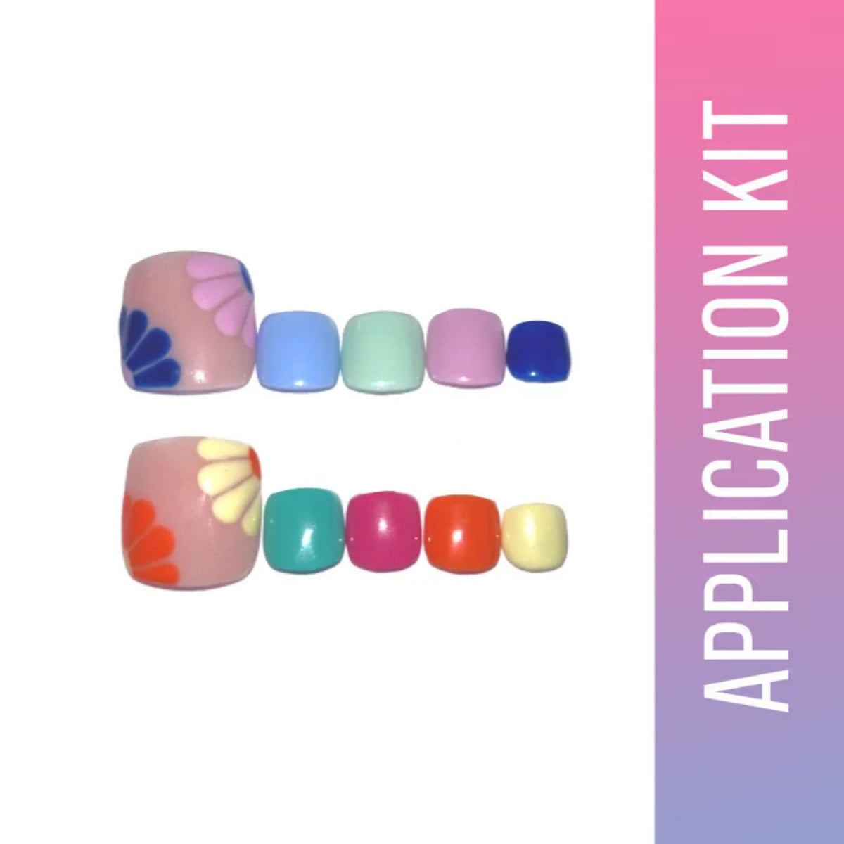 SOEZI Bold And Bright Toezi Reusable Press On Nails - Application Kit | Grocsy