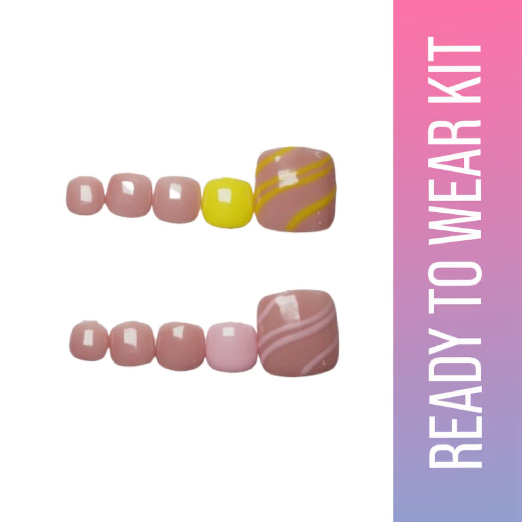 SOEZI Sunkissed Sunburn Toezi Reusable Press On Nails - Ready To Wear Kit | Grocsy