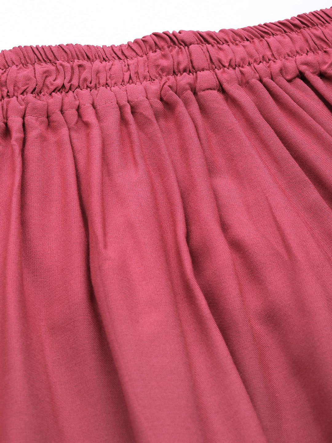 TAG 7 Women Pink Solid Wide Leg Palazzos | Grocsy