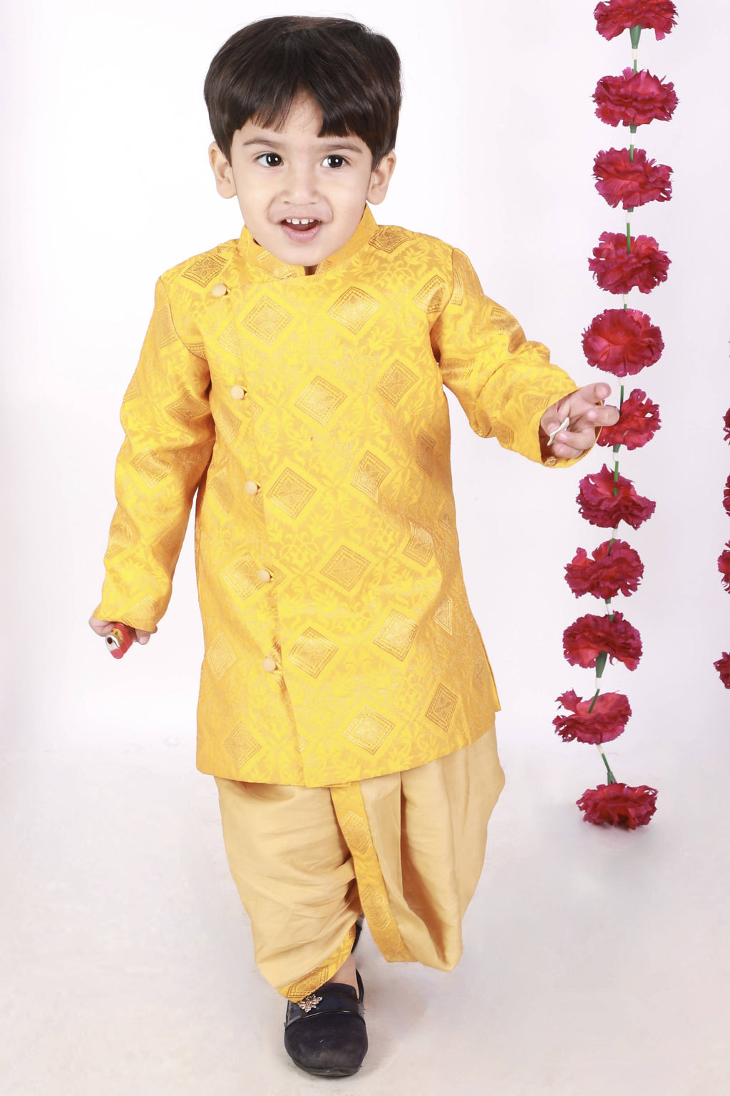 Little Bansi Boys Angrakha Kurta with Dhoti Royal yellow | Grocsy