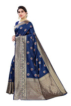 Vamika Banarasi Jacquard Weaving Blue Saree (Siri Blue) | Grocsy