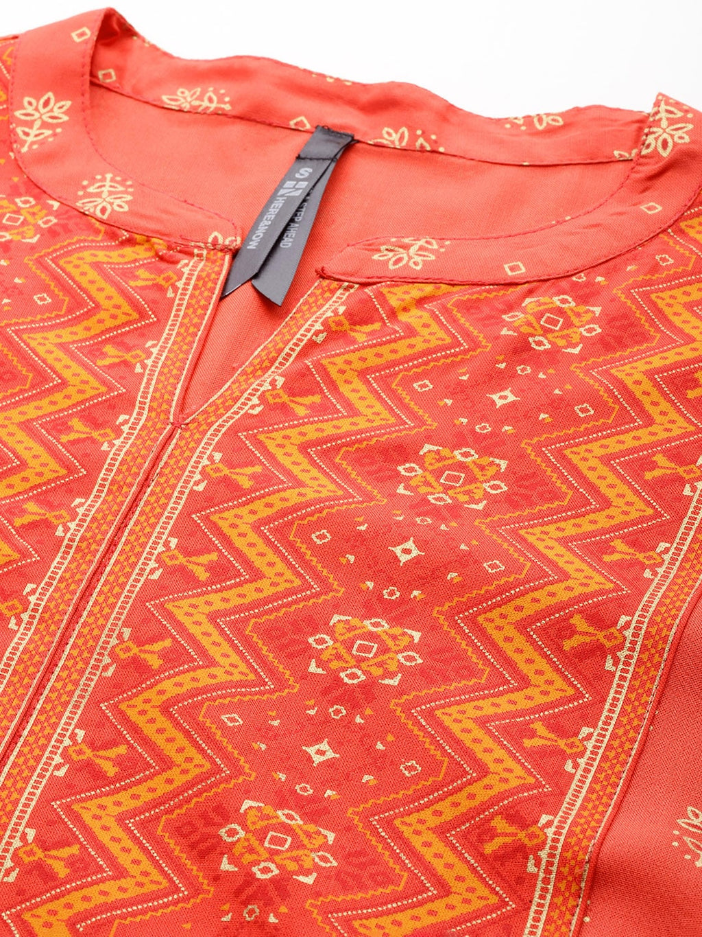 HERE&NOW Women Orange Ethnic Motifs Printed Kurta | Grocsy