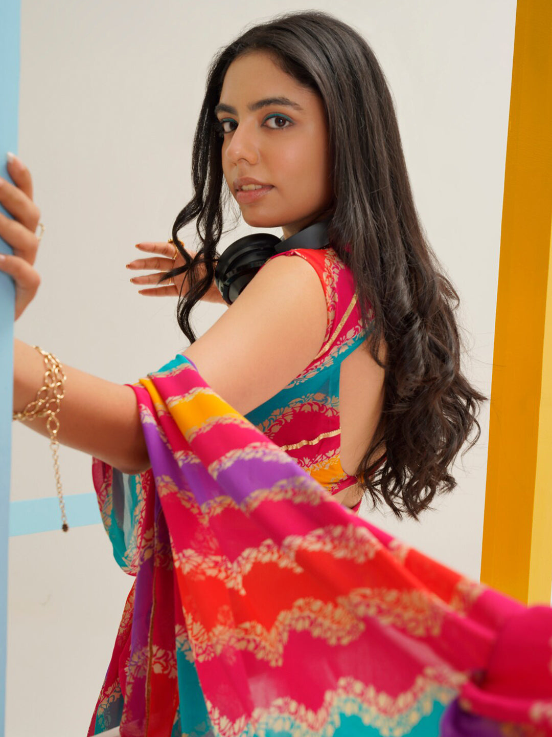 Tikhi Imli Leheriya Gotta Patti Saree | Grocsy
