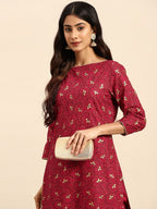 All About You Ethnic Motifs Printed Regular Kurta with Trousers | Grocsy