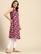 Sangria Women Floral Printed A-Line Sleeveless Kurta | Grocsy