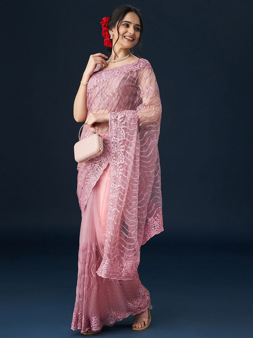 kasee Geometric Embroidered Sarees | Grocsy