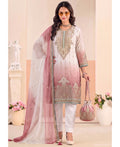 KC Designer Pink Ombre Straight Suit For Women With Hand Embroidery | Grocsy