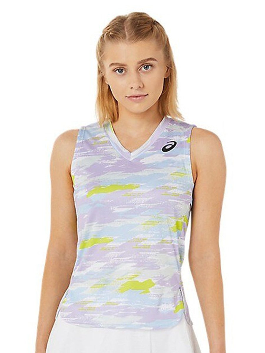ASICS Match Graphic SS Printed V-Neck T-Shirt | Grocsy