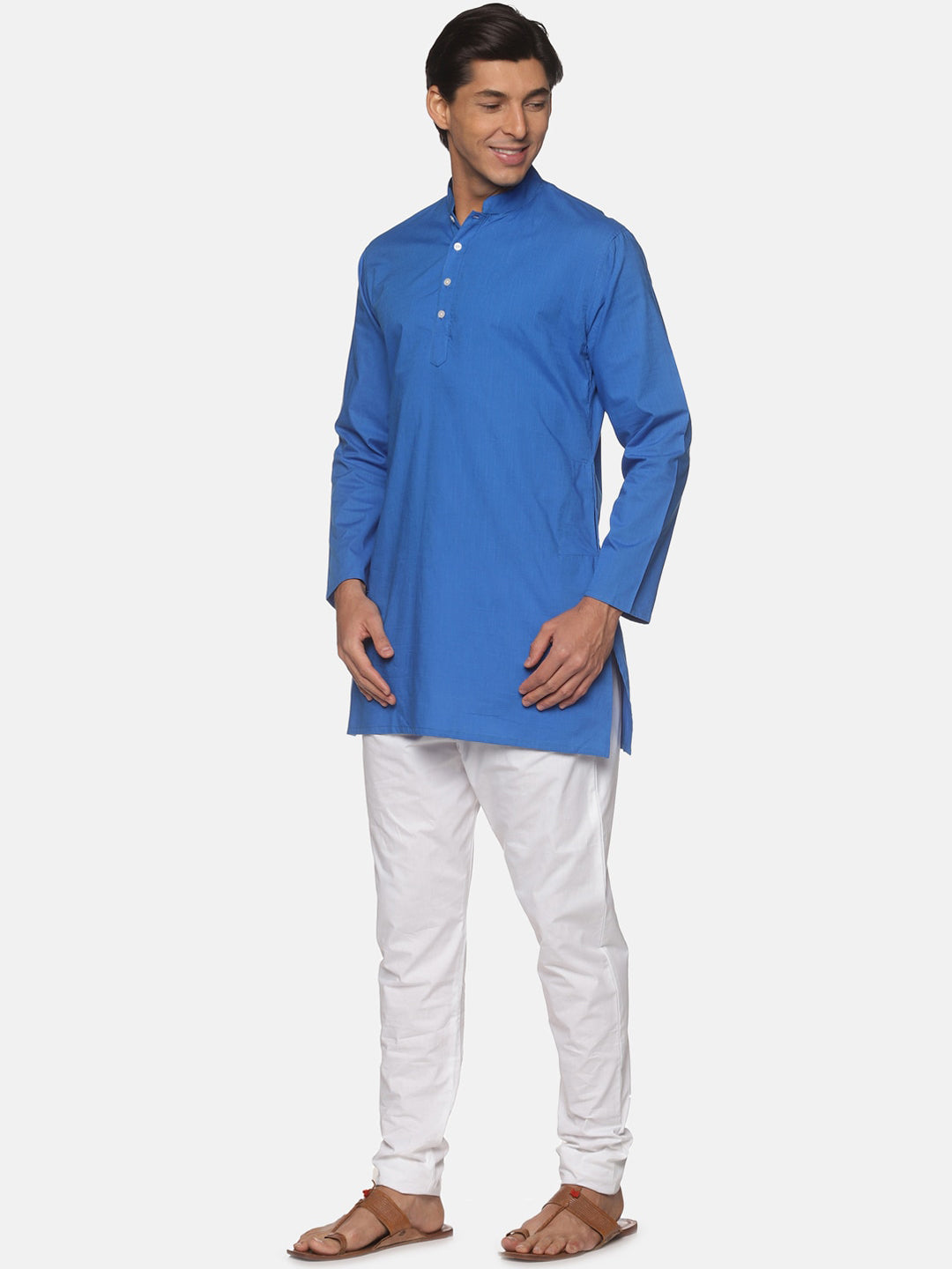 Sethukrishna Men Blue Pure Cotton Kurta with Pyjamas | Grocsy