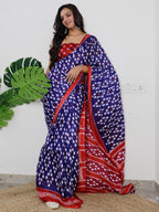 Saree Mall Ethnic Motifs Printed Pure Cotton Ikat Sarees | Grocsy