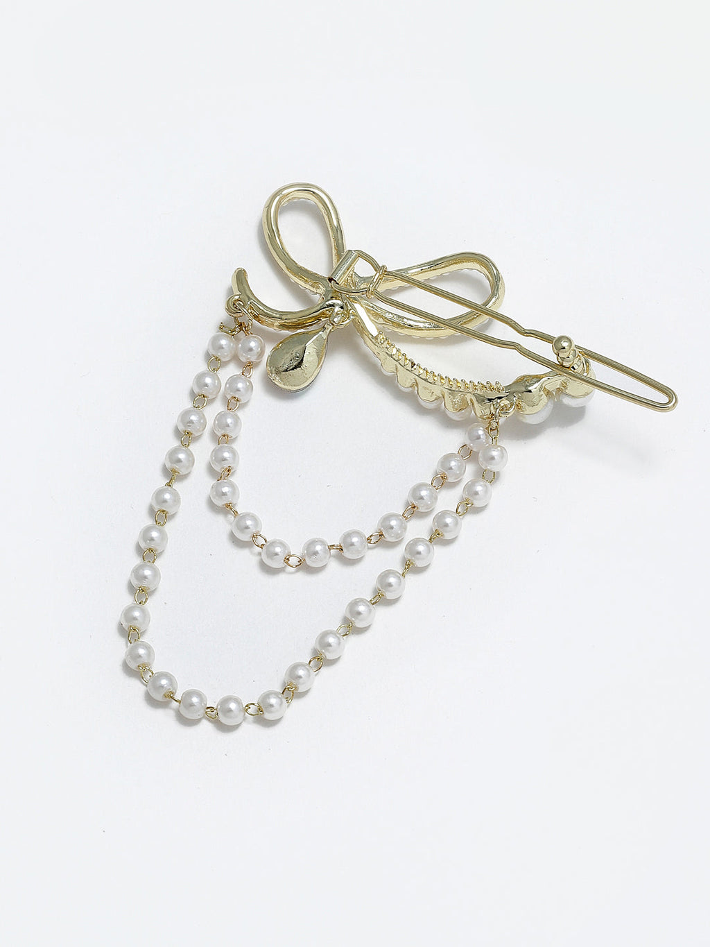 Panash Women Gold-Toned Embellished Chain Drop Hair Pin | Grocsy