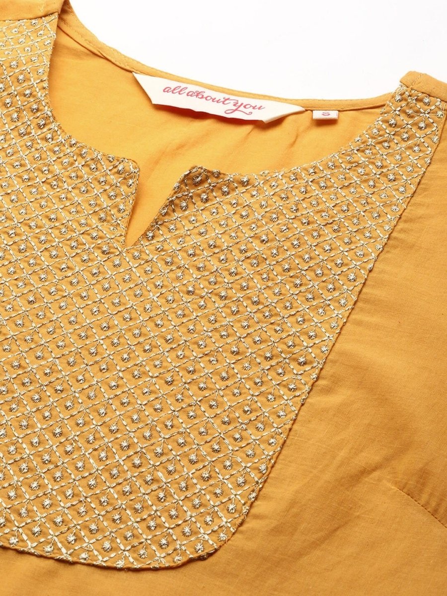 All About You Women Yoke Zari Detail Kurta | Grocsy